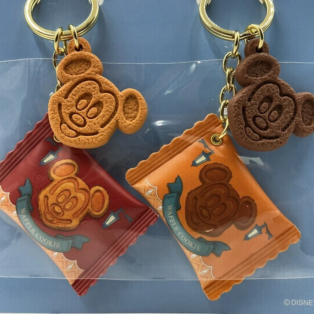 Tokyo Disney Resort Mickey Waffle Cookie Keychain Set 2pc Japan Exclusive NWT